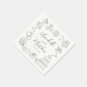 Eigenzinnige leuke hand getrokken grillige bruilof servet (Hoek)