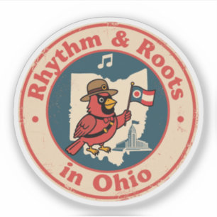 Eigenzinnige Midwest Pride Kardinaal met Ohio Vlag Sticker