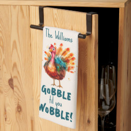 Eigenzinnige Perzik Waterverf Turkije Thanksgiving Theedoek