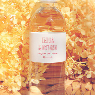 Eigenzinnige Retro Verliefde Handgetekende Cupido  Waterfles Etiket