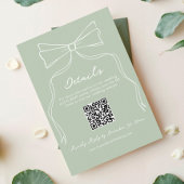 Eigenzinnige Sage Green Wedding RSVP QR Code Detai Informatiekaartje