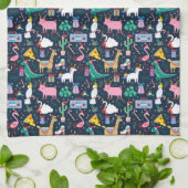 Eigenzinnige Vakantie Dieren en Iconen Patroon Theedoek (Gevouwen)