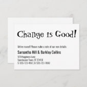 eigenzinnige verandering is goed wit nieuw adres K Notitiekaartje (Voorkant / Achterkant)