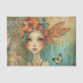 EIGENZINNIGE VLINDER FEE MEISJE DECOUPAGE TISSUEPAPIER (Voorkant)