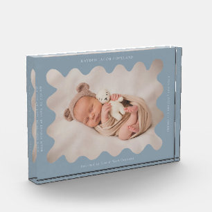 Eigenzinnige Wavy Blue Lijst Newborn Keepsake Fotoblokken