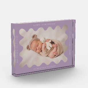 Eigenzinnige Wavy Paarse Lijst Newborn Keepsake Fotoblokken