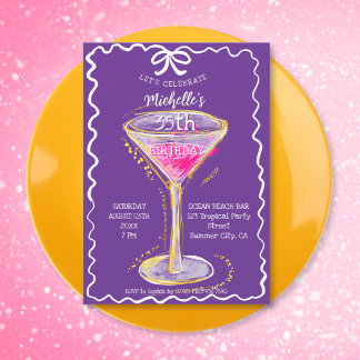 Eigenzinnige Whimsical Adult Cocktail Verjaardagsf Kaart