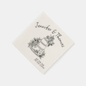 Eigenzinnige Whimsical Hand getrokken Doodle Cake  Servet (Hoek)