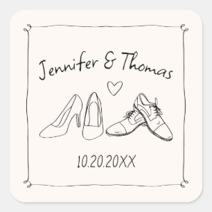 Eigenzinnige Whimsical Hand Getrokken Doodle Schoe Vierkante Sticker