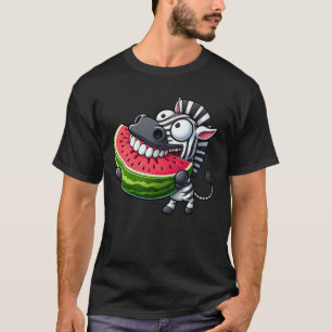 Eigenzinnige zebra watermeloen glimlach tanden sho t-shirt