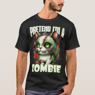 Eigenzinnige Zombie Cat Design voor Halloween Fun T-shirt