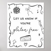 Eigenzinnige zwarte Hand Getrokken Gluten Wedding Poster (Voorkant)