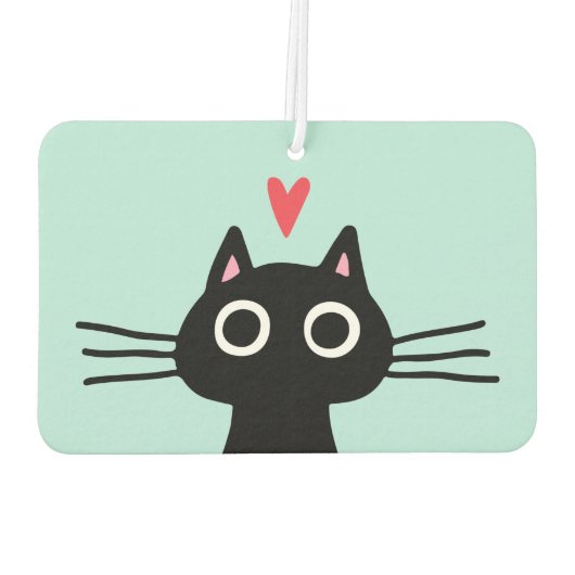 Eigenzinnige zwarte kat met hart luchtverfrisser (Achterkant)