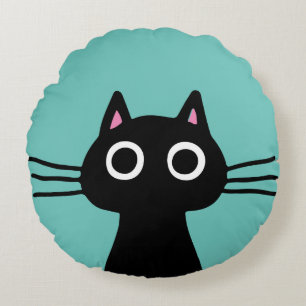 Eigenzinnige Zwarte Kitty Cat Cool Cat Lover's Rond Kussen