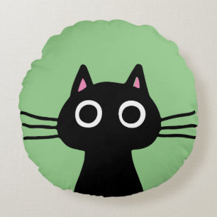 Eigenzinnige Zwarte Kitty Cat Cool Cat Lover's Rond Kussen
