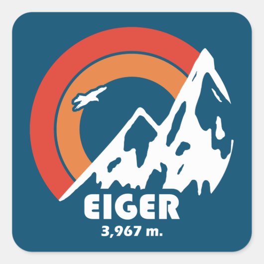 Eiger Sun Eagle Vierkante Sticker (Voorkant)