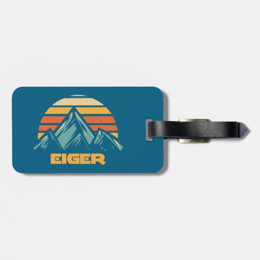 Eiger Zwitserland Retro Turquoise Bagagelabel (Achterkant horizontaal)