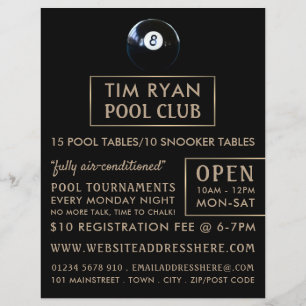 Eight Ball, Pool Club, Snooker Club Reclame Flyer