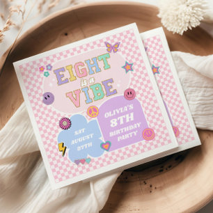 Eight Is A Vibe Preppy Patch 8e Verjaardagsfeestje Servet