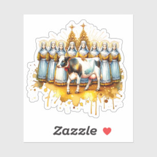 Eight Maids a-Milking   Twaalf dagen Kerst Sticker