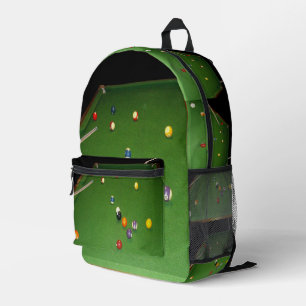 Eightball tafel olieverf met ballen en aanwijzinge bedrukte rugzak