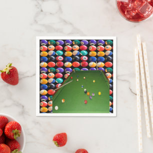Eightball tafel olieverf met ballen en aanwijzinge servet