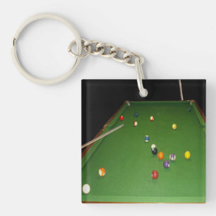 Eightball tafel olieverf met ballen en aanwijzinge sleutelhanger