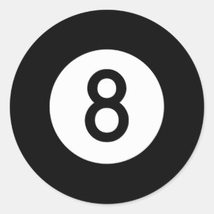 Eightball Zwart Nummer Acht Pool Snooker Ball Ronde Sticker