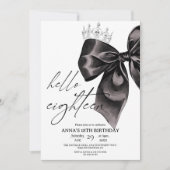 Eighteen Black Bow 18th Birthday Invitation (Devant)