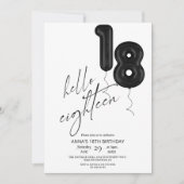 Eighteen Minimal Modern Black White 18th Birthday  Kaart (Voorkant)