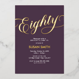 Eighty Birthday Elegant Invitation Foil Invitation Folie Uitnodiging