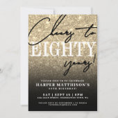 Eighty Gold 80th Birthday Party Kaart (Voorkant)
