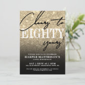 Eighty Gold 80th Birthday Party Kaart (Staand voorkant)