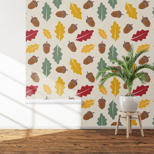 Eikel & Herfstbladeren Behang