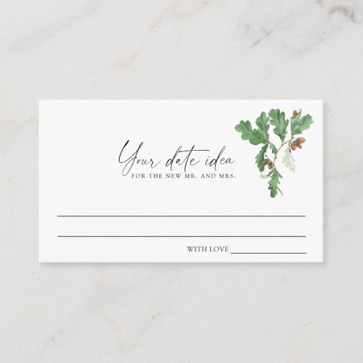 Eikels - Date nacht ideeën \ Date jar Informatiekaartje (Voorkant)