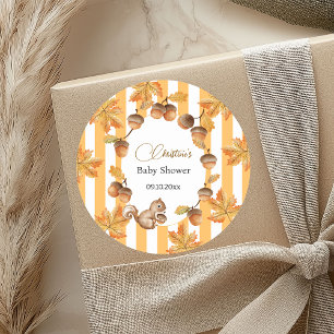 Eikels en Eekhoorn Herfst Plaids Baby shower Ronde Sticker