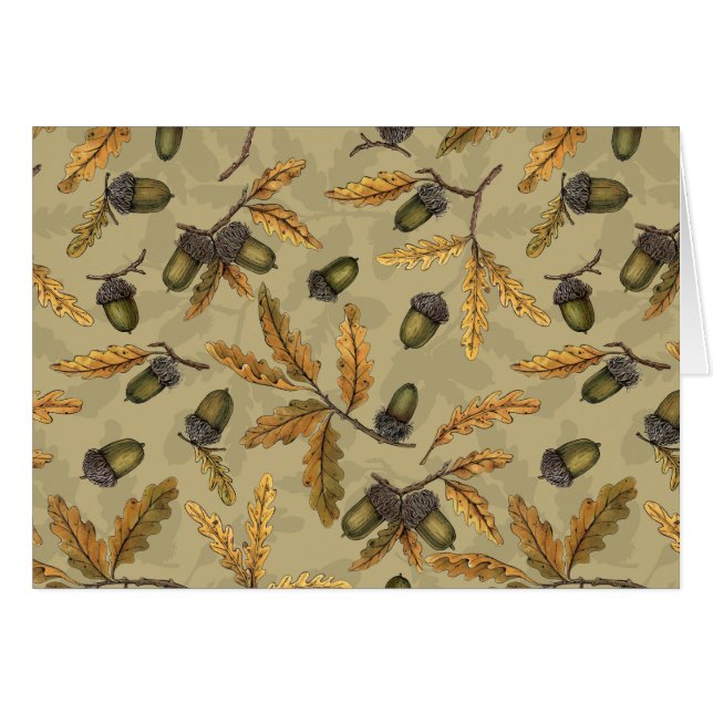Eikels en eikenbladeren op ecru (Voorkant Horizontaal)