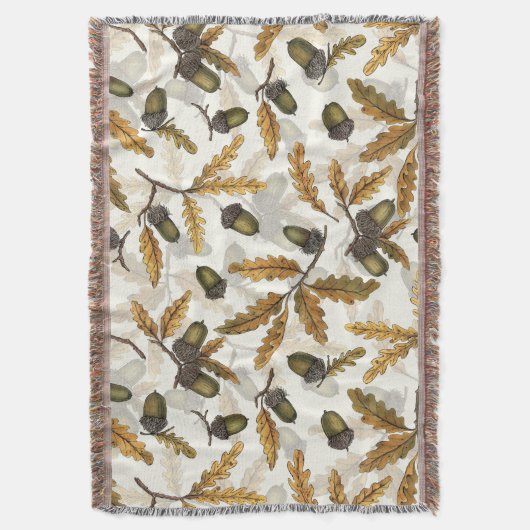 Eikels en eikenbladeren op gebroken wit deken (Voorkant Verticaal)