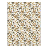 Eikels en eikenbladeren op gebroken wit tafelkleed (Voorkant)