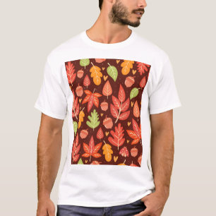 Eikels, herfstbladeren, bosbehang t-shirt
