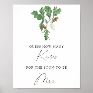 Eikeltak. Hoeveel kisses vrijgezellenfeest spel Poster