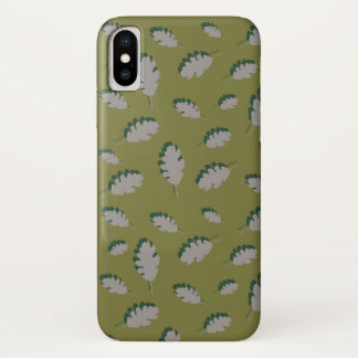 Eiken bladeren patroon guacomole grijs iPhone x hoesje