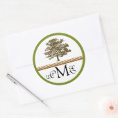 Eiken boom land bruiloft ronde sticker (Envelop)