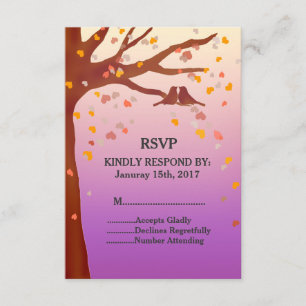 Eiken boom liefde vogels harten bruiloft RSVP lief Kaartje