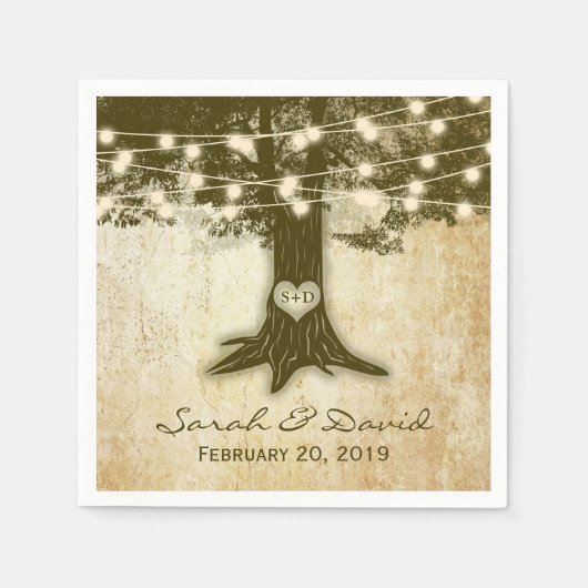  eiken boom string lampjes bruiloft servet (Voorkant)