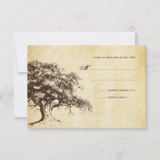  eiken bruiloft RSVP Kaart (Voorkant)