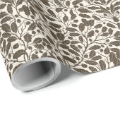 Eiken takken en bladeren, damast patroon in een br cadeaupapier (Rol Hoek)