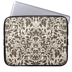 Eiken takken en bladeren, damast patroon in een br laptop sleeve