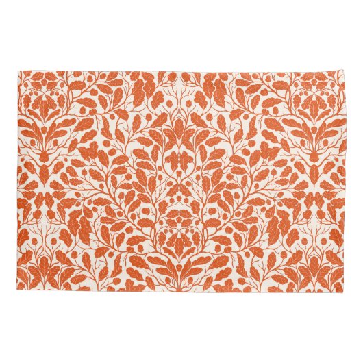 Eiken takken en bladeren, damast patroon in het do kussensloop (Achterkant-Links)