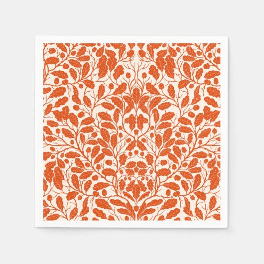 Eiken takken en bladeren, damast patroon in het do servet (Voorkant)